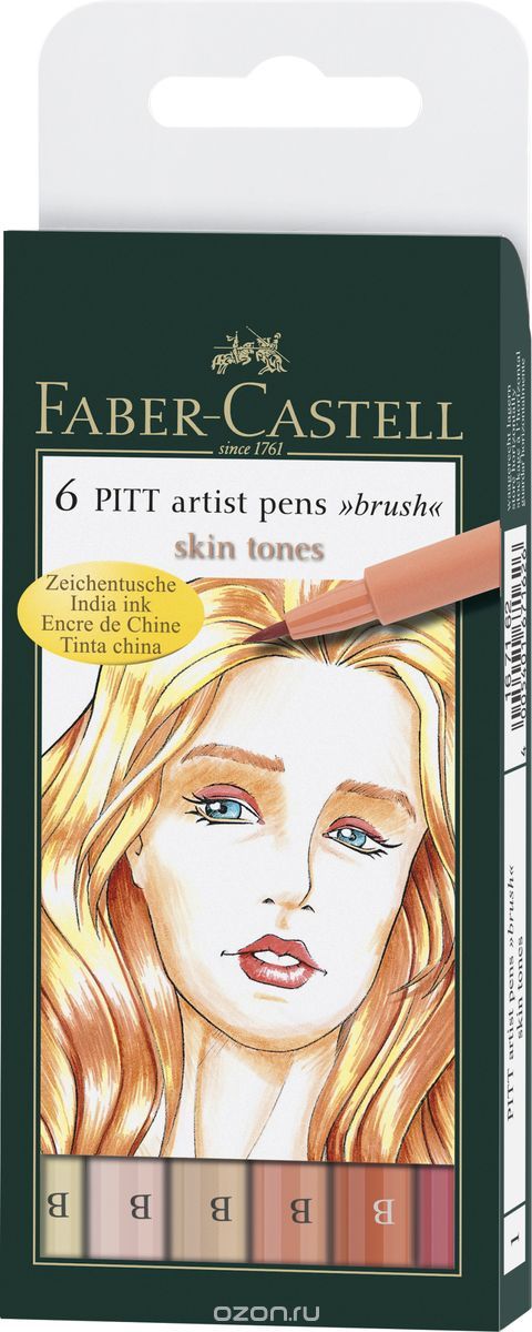 Faber-Castell     Pitt Artist Pens Skin Tones 6 